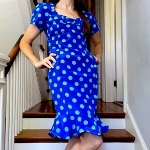 Albert Nipon 80s polka dot 50s silk dress size 4 S NWT